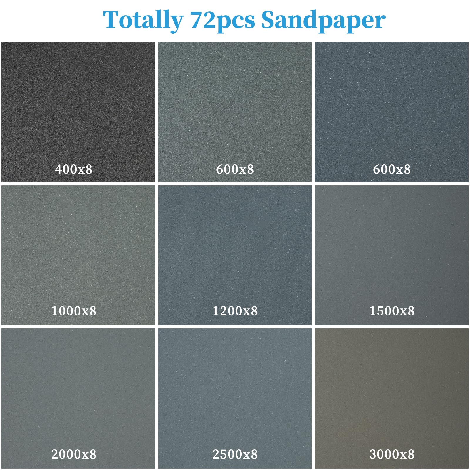 Set Carta Vetrata Fixinus - 14 Pezzi Grana 400-2000 | Per Legno, Metallo, Auto E Vernici | 23x9 Cm | Bagnato/Asciutto