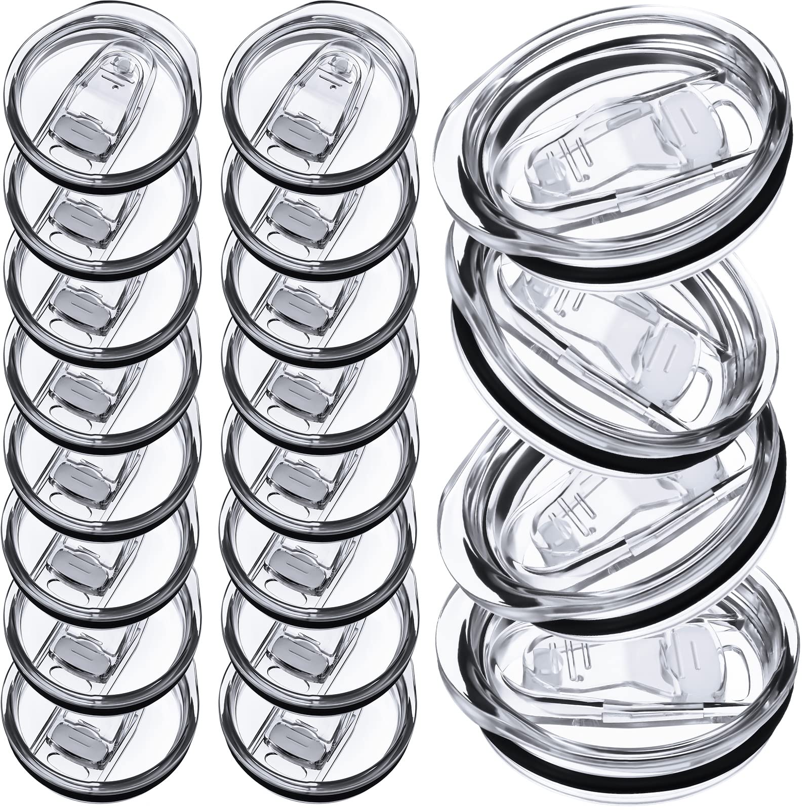 Potchen 24 Pack Extra Replacement Lids for 20 oz Skinny Tumbler, Stainless Steel Skinny Tumbler Replacement Lids Plastic Spill Proof Lids Clear Cup Covers for 2.76 Inch Mouth Skinny Tumbler