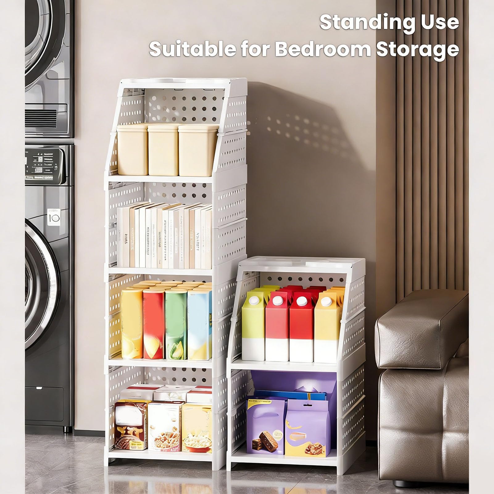 Organizador colgante para armario, cesta de almacenamiento plegable de gran capacidad para dormitorio, lavandería, dormitorio (4 Layers)