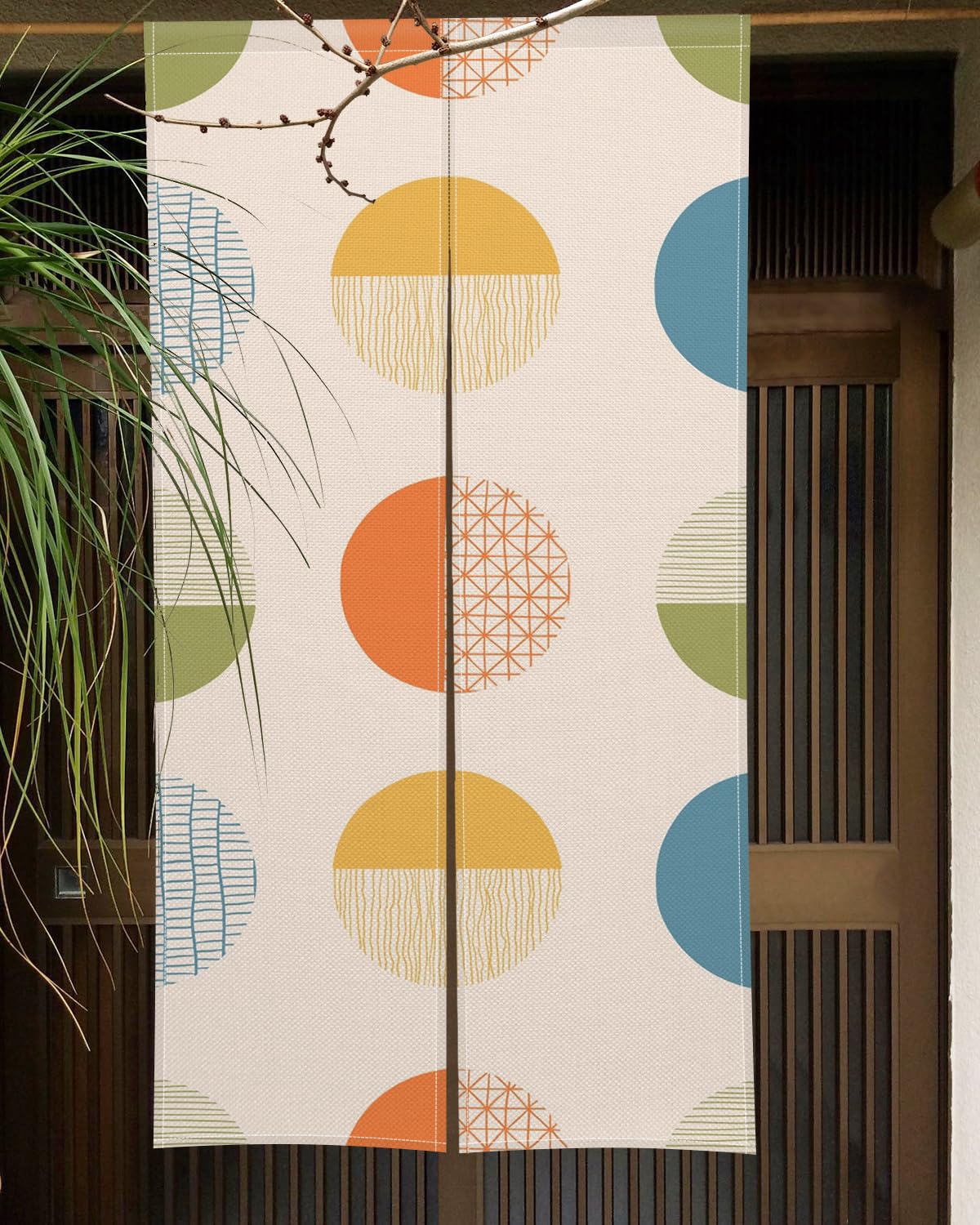 Amazon｜のれん Qinunipoto カラフルな図案 北欧風 暖簾 シンプル風 幅