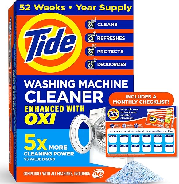 Tide Washing Machine Cleaner 52 Week Supply with Oxi
