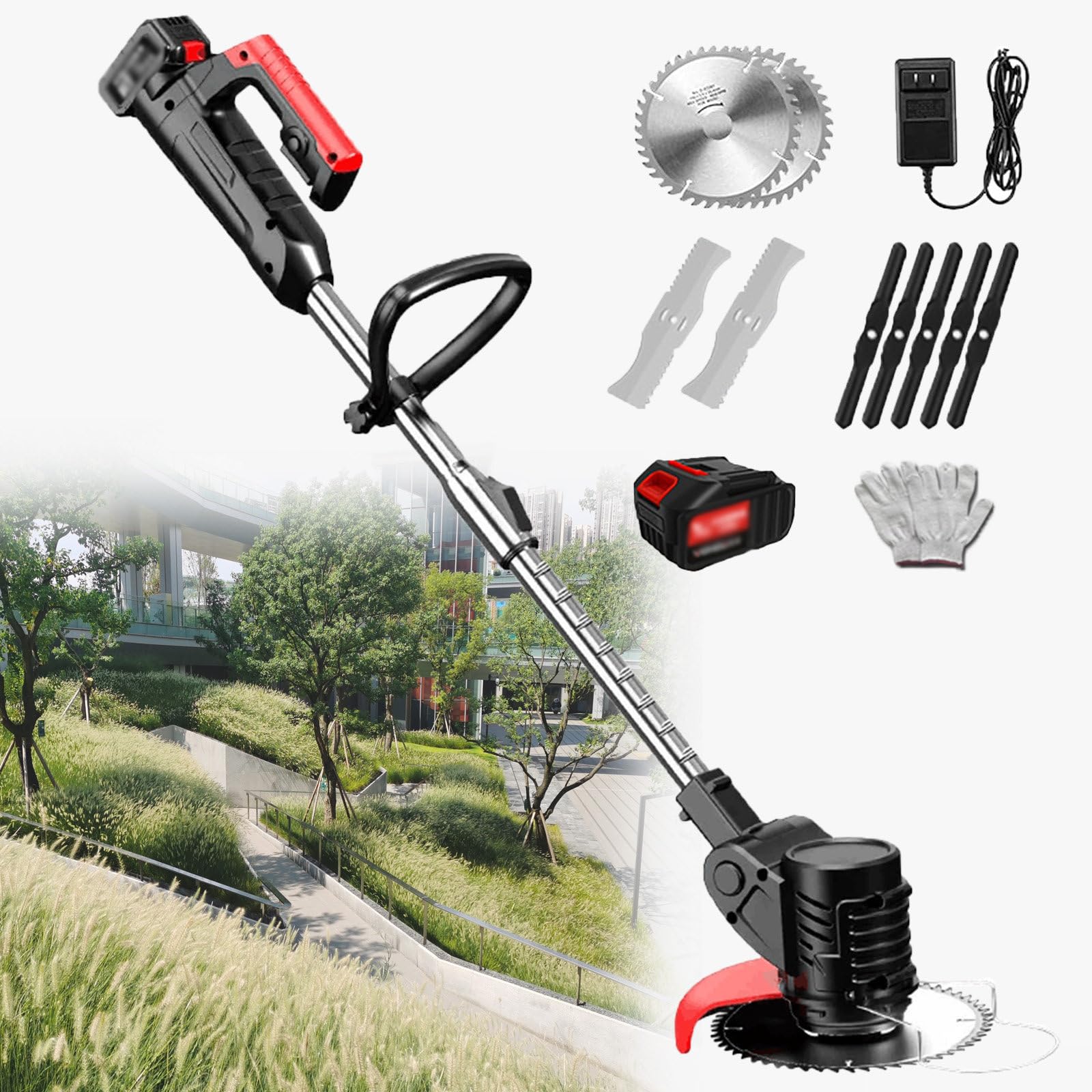 Cortacésped eléctrico recargable con batería de litio, portátil para recortar arbustos y mantenimiento de jardines