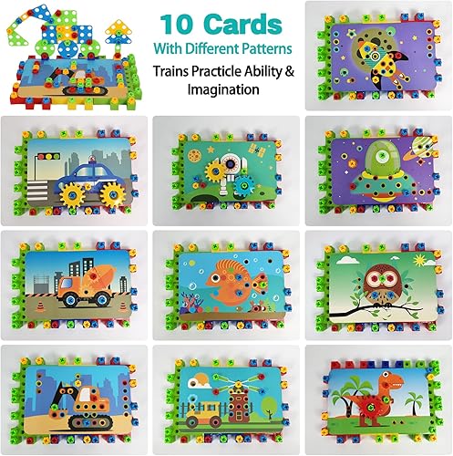 Miniatura 6 de IIROMECI Bloques de construcción para edades de 3 a 5 años, 196 piezas de juguetes educativos de construcción, juguete de engranajes para niños de 5