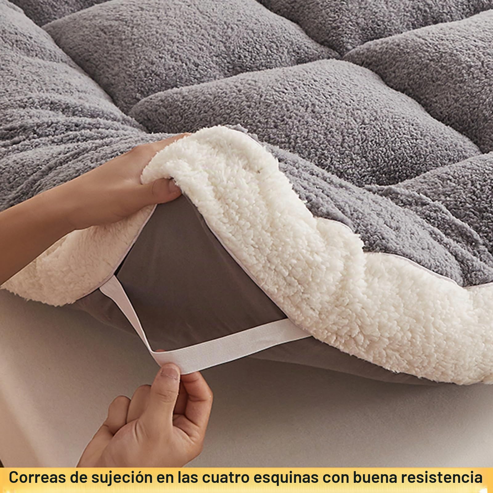 NEPHRA Futon Japones Plegable, Enrollable y Portátil, Grosor 5 cm, Material Poliéster y Felpa Polar, para Camas Individuales, Matrimoniales y King(Gray,90 x 200 cm)