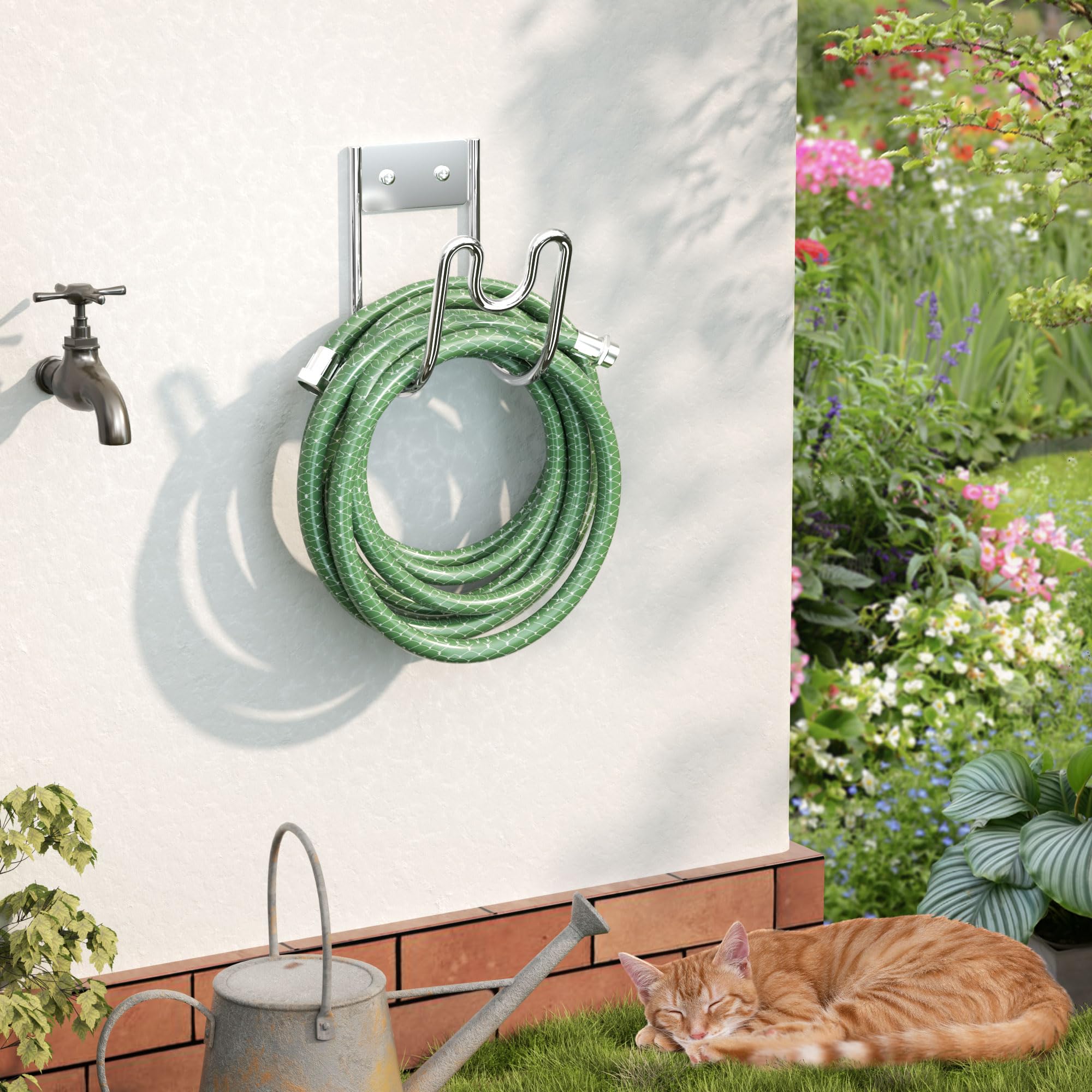 Support de Tuyau en Acier Inoxydable 304 : Support Mural pour Tuyau d’Arrosage – Porte-Tuyau pour Tuyau d’Eau, Rallonge Électrique et Tuyau d’Aspirateur | 1 Pièce