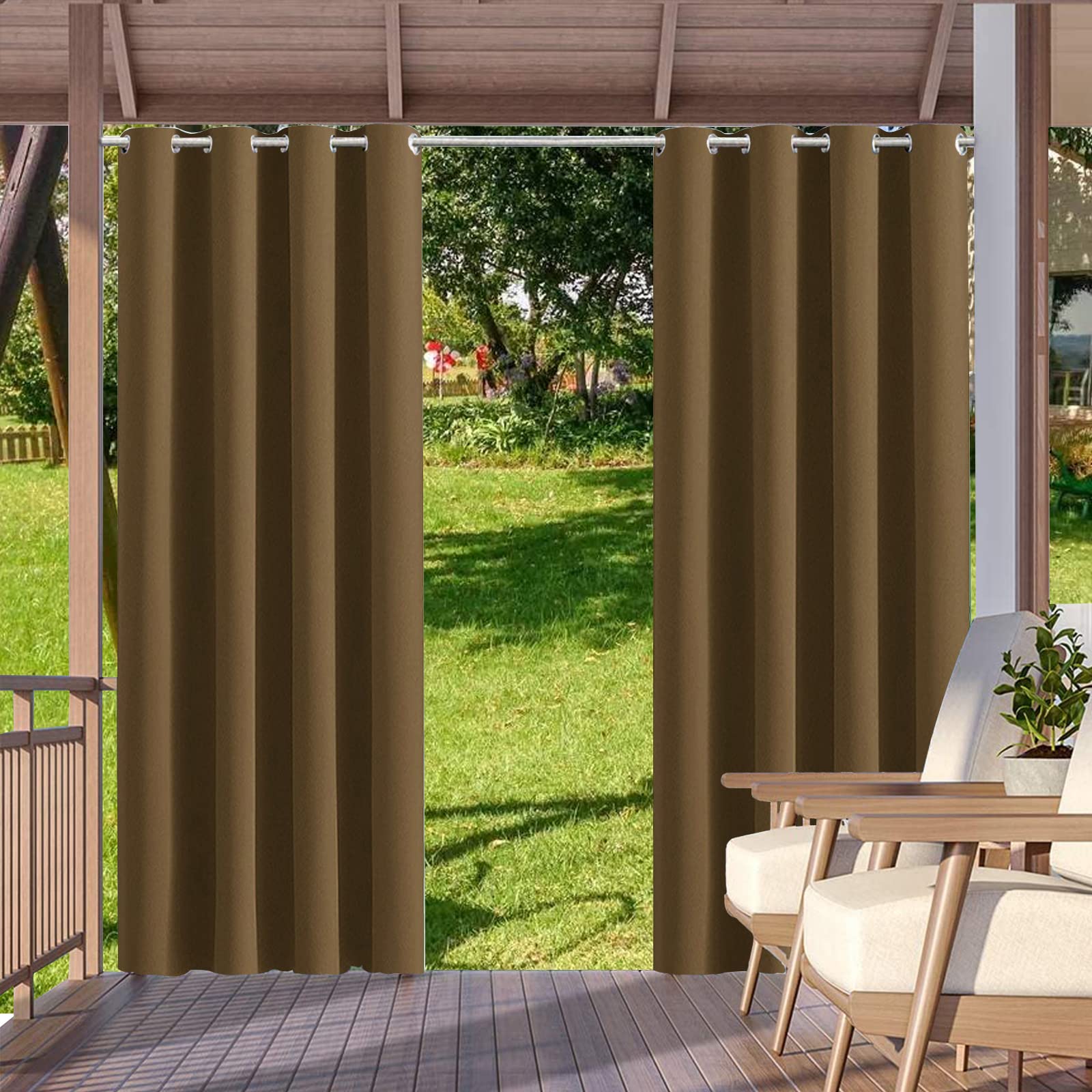 1 Panel Outdoor & Indoor Curtain Sun Bing Privacy Grommet Curtains for rgola Porch Pavilion Gaen Lawn Corridor Wind Resistant Sun Room Decor 52 x 84 Inch-image-16