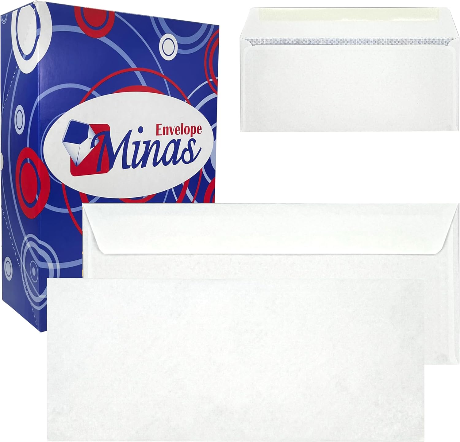 2500 Minas Envelope #9 Business Envelopes, 3 7/8 x 8 7/8 Inches, White, Security Tinted, Gummed Closure, 24lb Paper, Windowless, 2500 Count