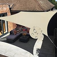 Vista 1 de Windscreen4less Toldo Vela de Sombra Solar Impermeable de 10'x15' Rectangular Cubierta de Toldo con Bloqueo UV para Patio Trasero, Terraza, Beige
