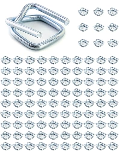 Miniatura 8 de QWORK Paquete de 50 hebillas de alambre de metal, 34 pulgadas de ancho, plata, para flejes de polipropileno