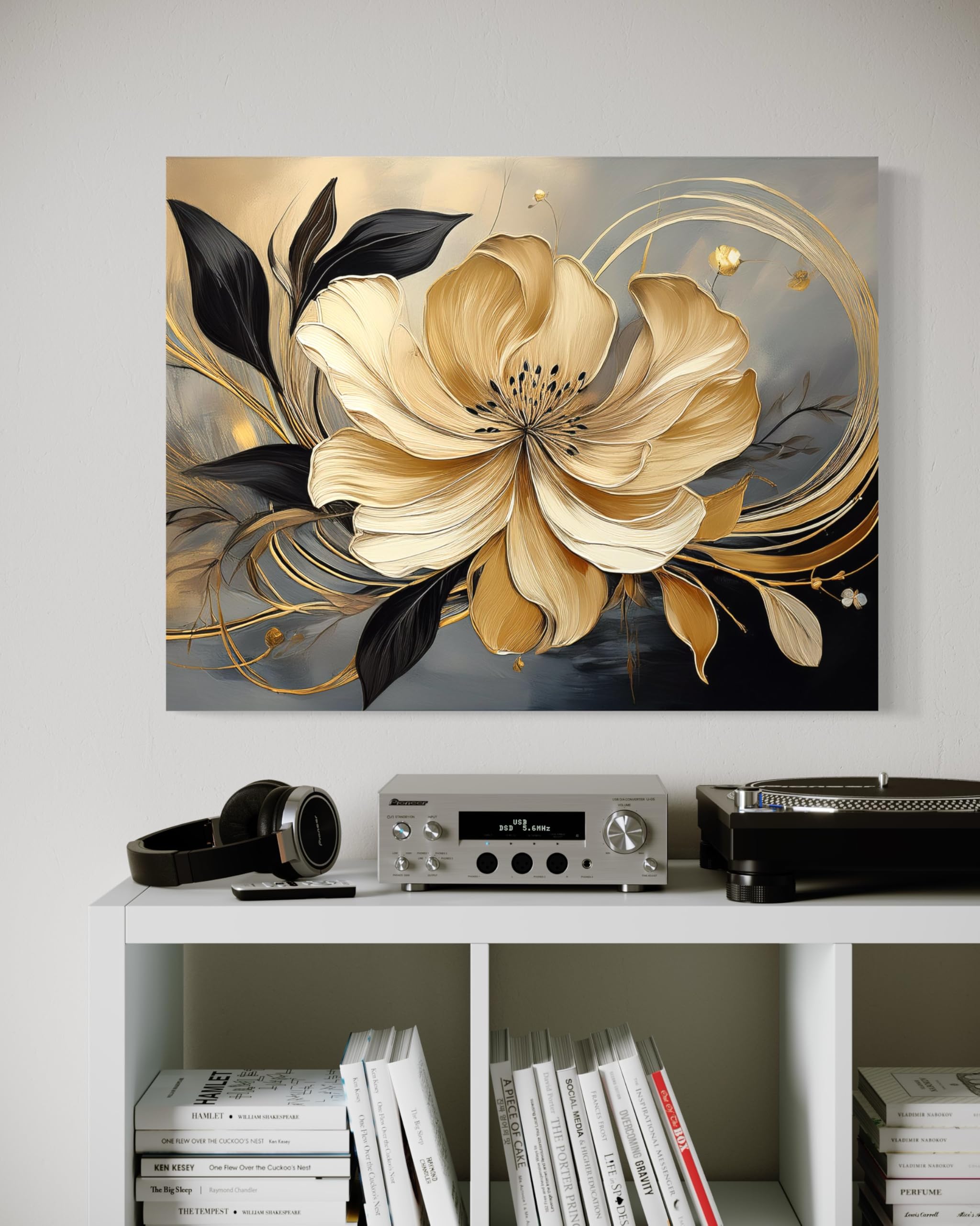 Feeby Leinwand Bilder - Beige Blume Abstrakt - Vlies 90x60 cm - Deko Wohnzimmer - Wandbilder Schlafzimmer - Deko Aesthetic - Wand Deko - Leinwand Groß - Deko Zimmer - Leinwandbilder XXL