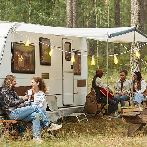 Vista 16 de Guirnalda de luces LED para exteriores de 200 pies (2 x 100 pies), luces LED de patio con 63 bombillas A39 regulables impermeables e inastillables