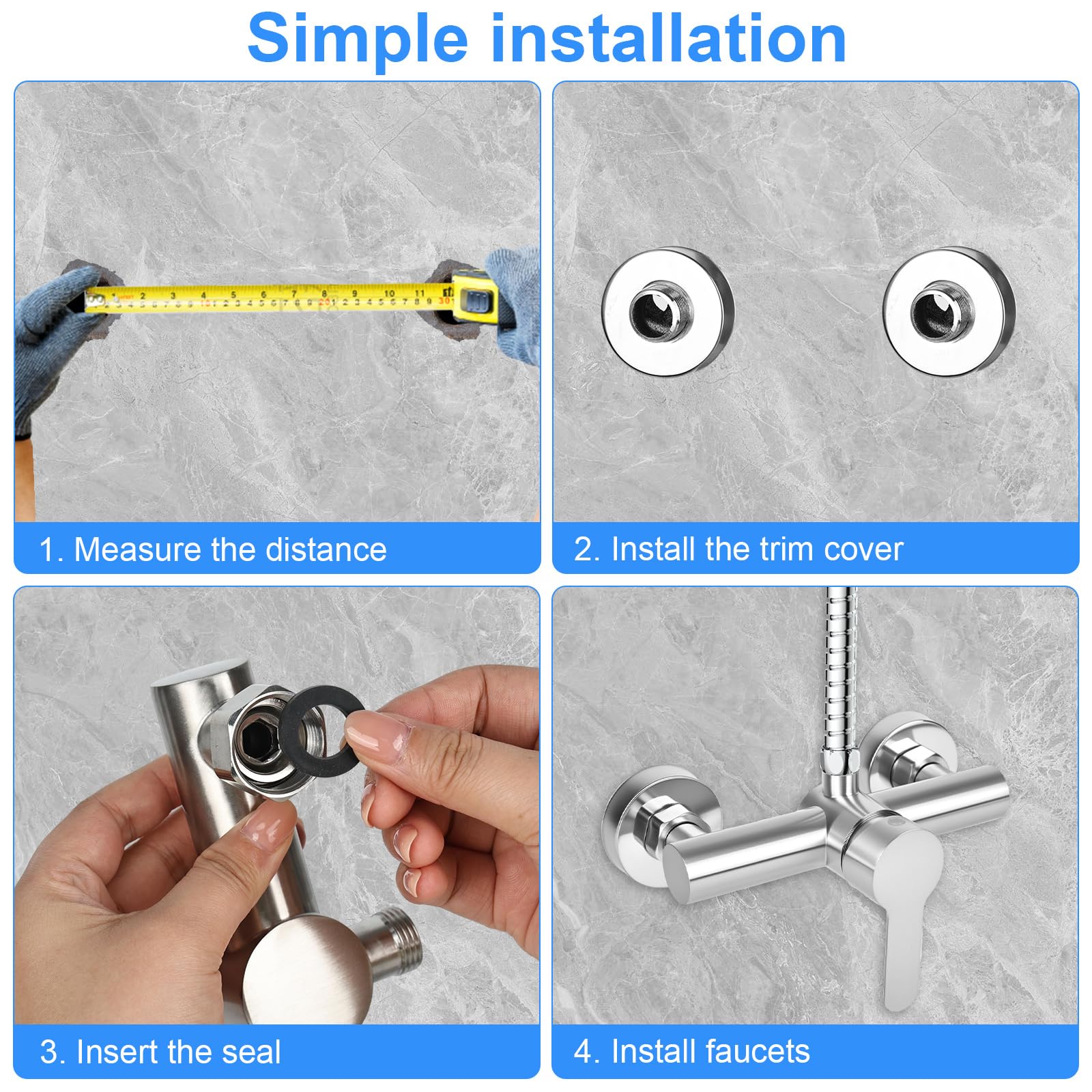 Grifo de ducha monomando, grifo mezclador para ducha montaje en pared, grifo de ducha de pared para baño, grifo de bañera de acero inoxidable 304, G ½ salida de agua hacia arriba