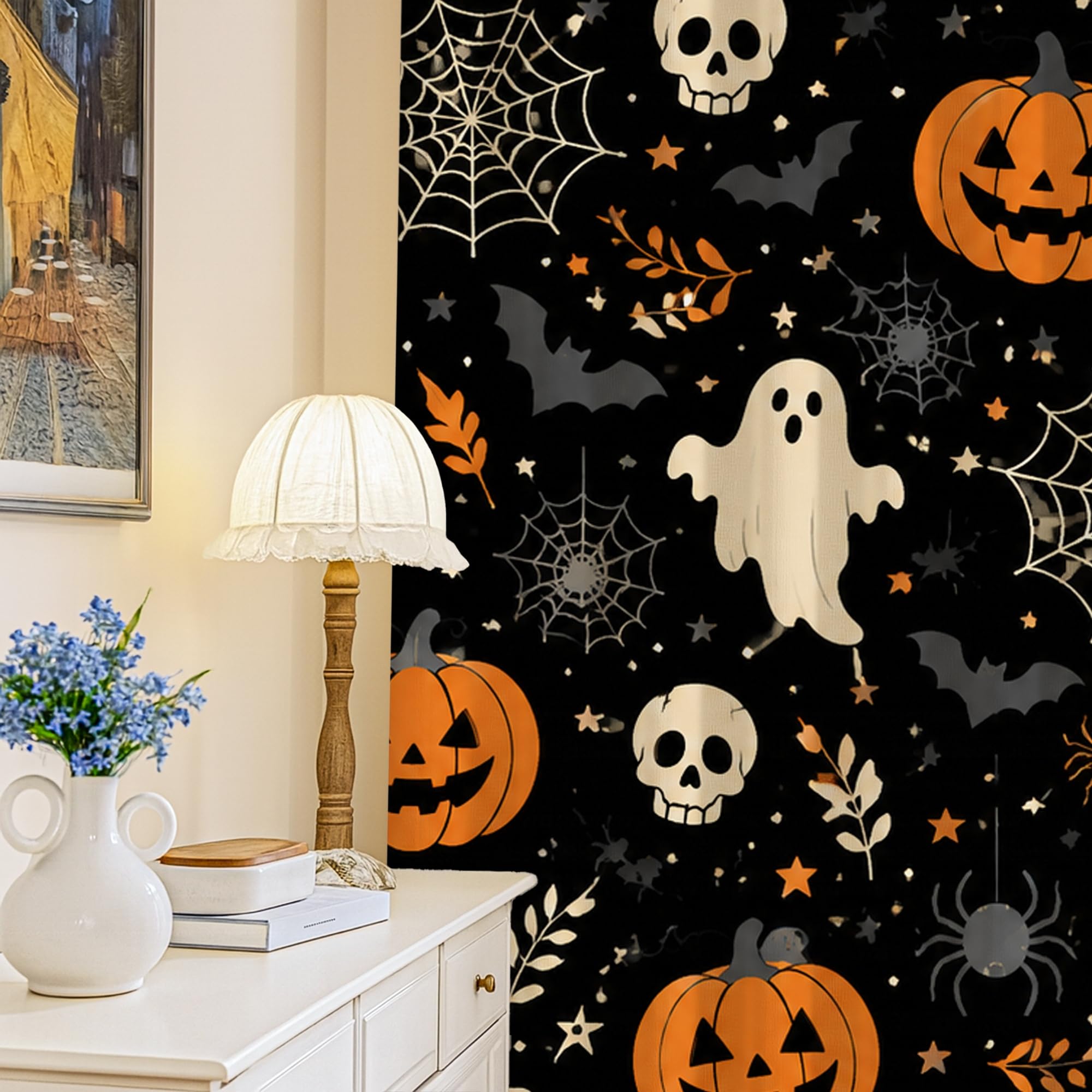 Rideaux occultants fantôme citrouille pour la magie d'Halloween
