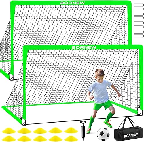Kids Soccer Goal for Backyard Set - 2 Set of 6X4  4X3 ft Toddler Soccer Nets Training Equipment, Soccer Ball, Pop Up Portable Soccer Set for Kids