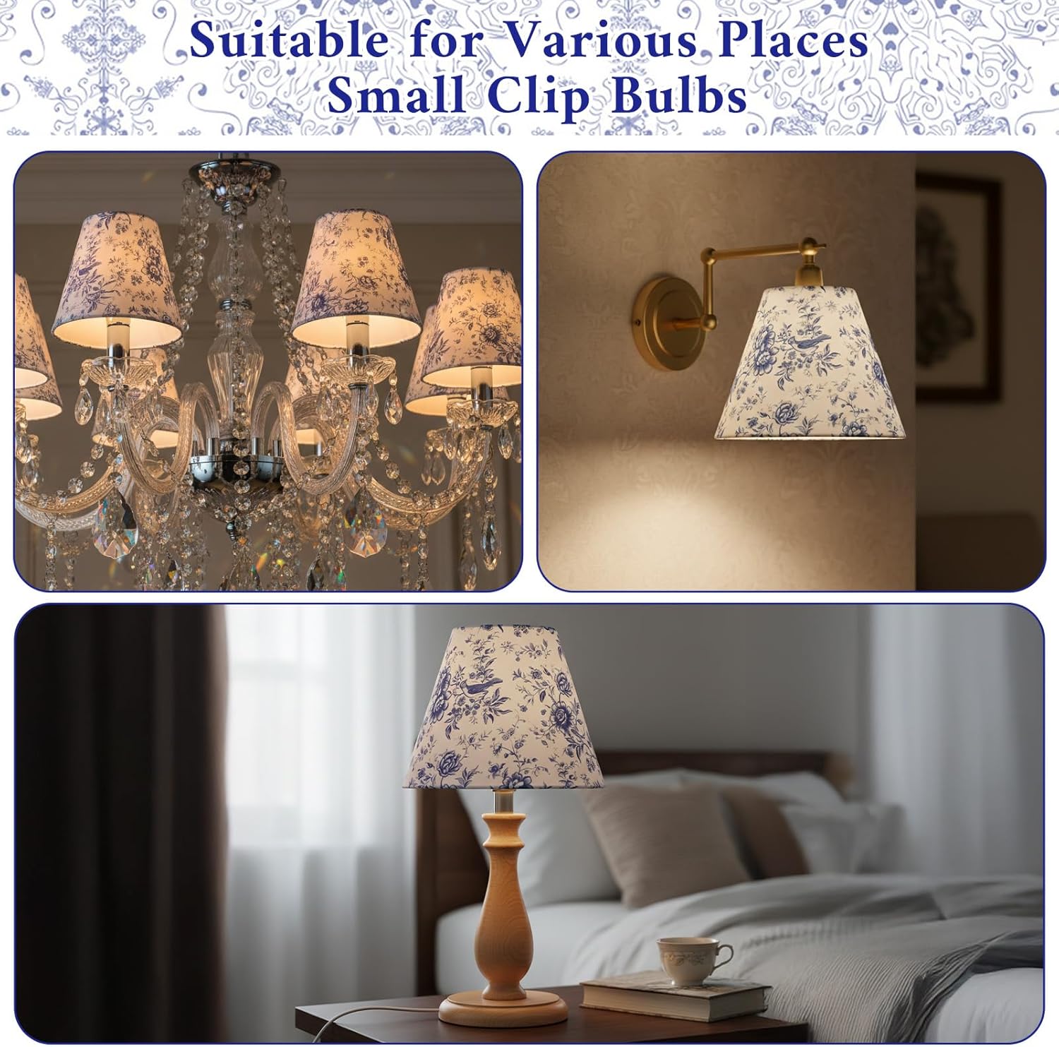 6 Pcs Chandelier Shades, 5.9 * 5.1 inch Table Lamp Shades French Countryside Chandelier Lamp Shade for Living Room Chandeliers, Bedroom and Children's Room Desktop Lamps, Wall Decoration Lamps