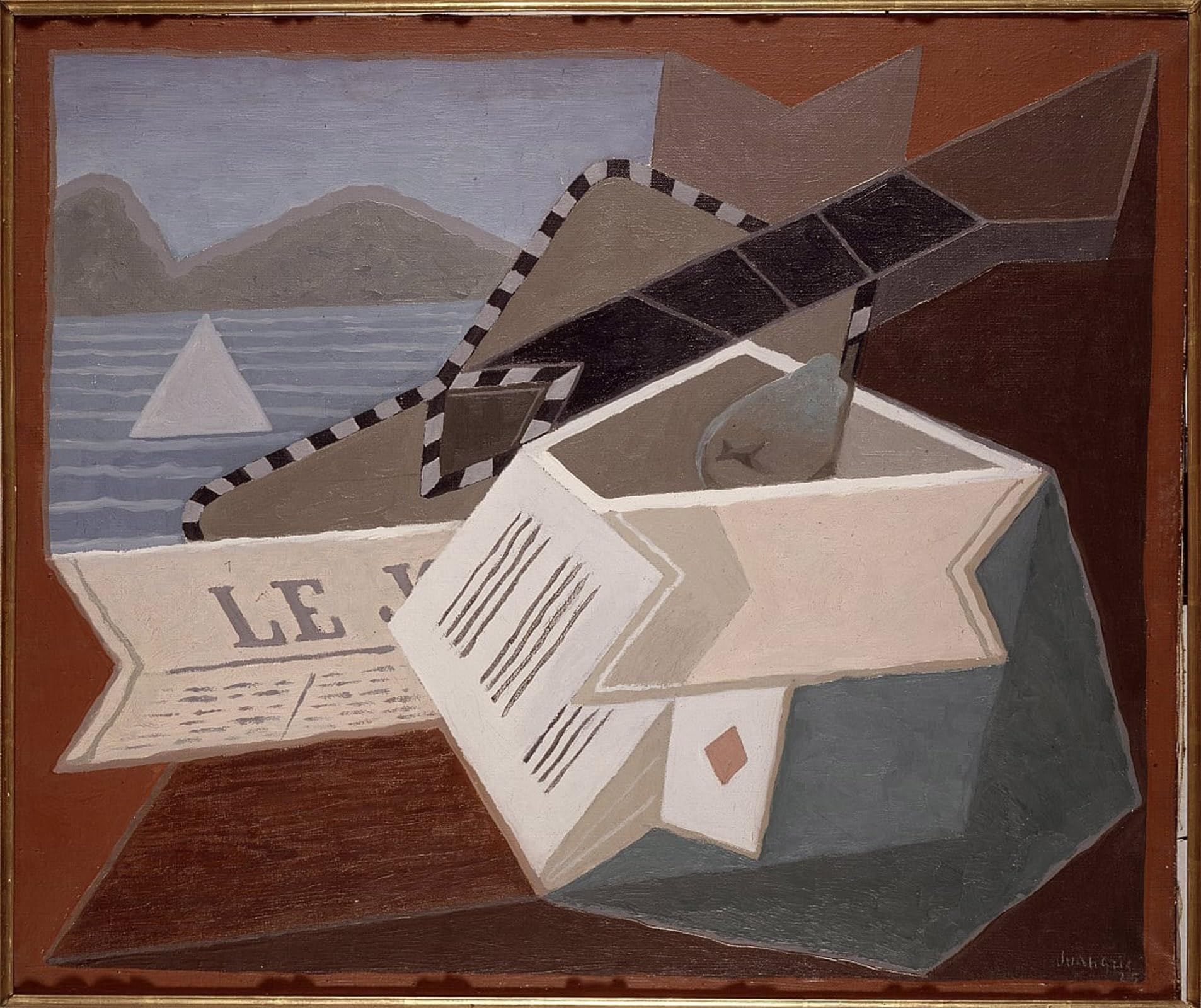 POSTERIIk Vintage Classic Picture Landscape Artwork the Guitar in Front of the Sea by Juan Gris Portrait Canvas Painting for Office Home Decor 60x90cm