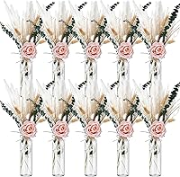 Qinyoung 10-Pack Dried Pampas Grass Centerpieces: 80 Grasses, Roses, Glass Jars & Rope - Pink Boho Wedding, Baby Shower, Farmhouse Decor