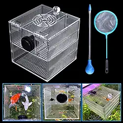 Caixa magnética de criador de peixes para caixas de isolamento, incubadora de aclimatação para incubadora de criação, camarão, água salgada, peixe-palhaço, anêmonas corais, anêmonas, peixes agressivos