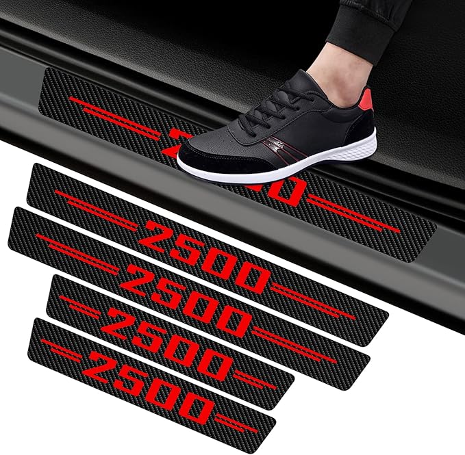 4Pcs Car Door Sill Protector for Ram 2500, Reflective 4D