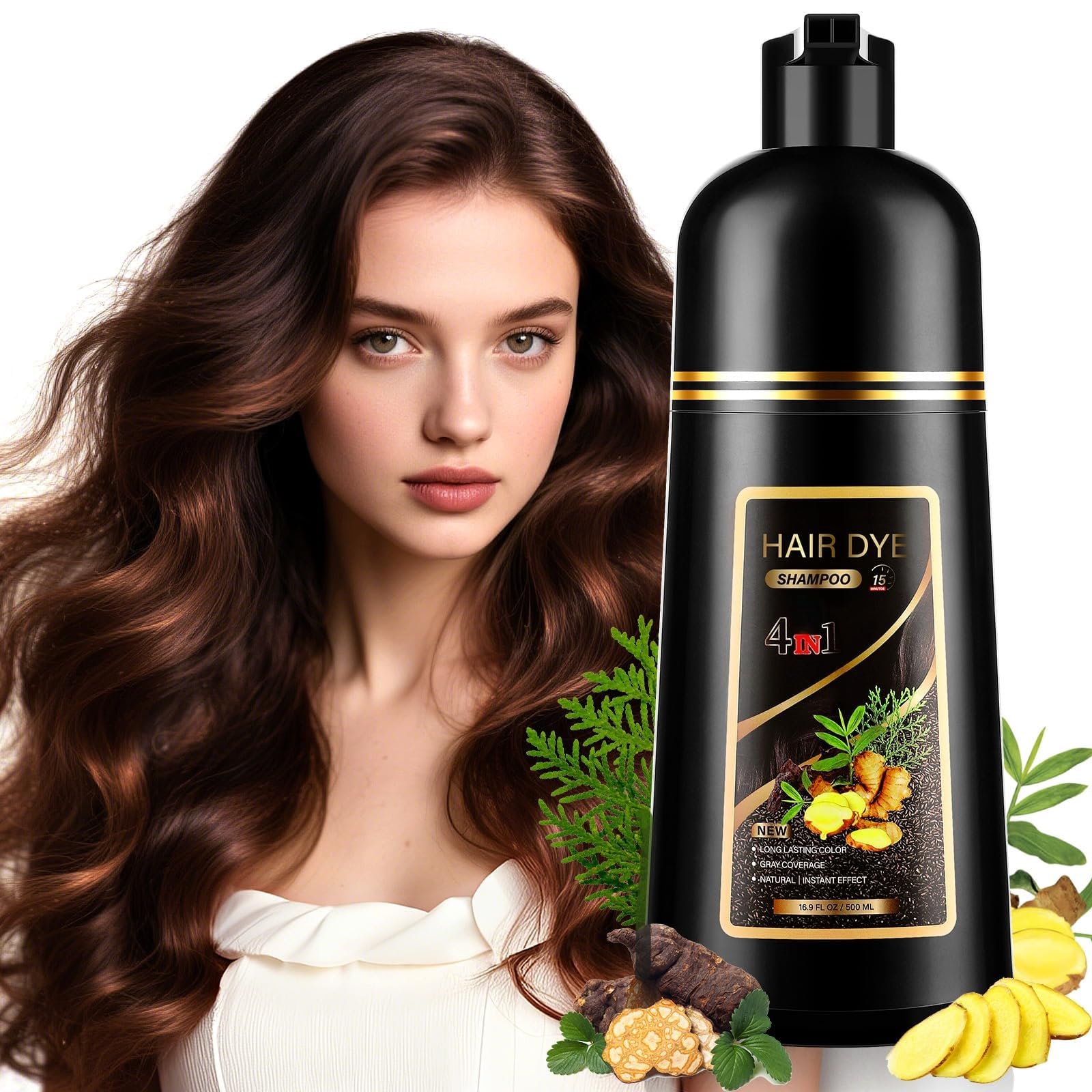 Amazon.com : 4 in 1 Deep Coffee Hair Dye Shampoo for Gray Hair