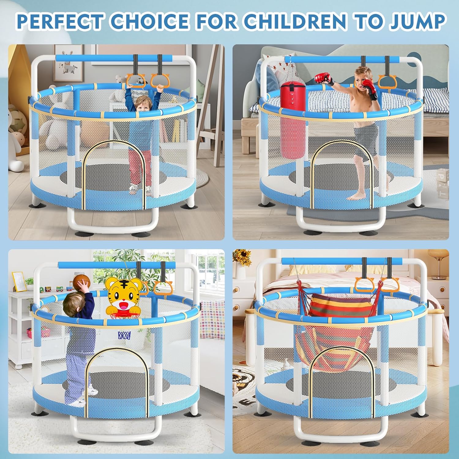 5FT Trampoline for Kids Baby Toddler, 60'' Indoor/Outdoor Kids & Adults Trampoline with Enclosure Net for Boys Girls Christmas Birthday Gifts - Image 5