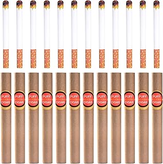 24 Pcs Fake Puff Cigarettes Fake Cigars for Prank, Joke,Novelty Smoking Gag (12 Cigarettes + 12 Cigars)