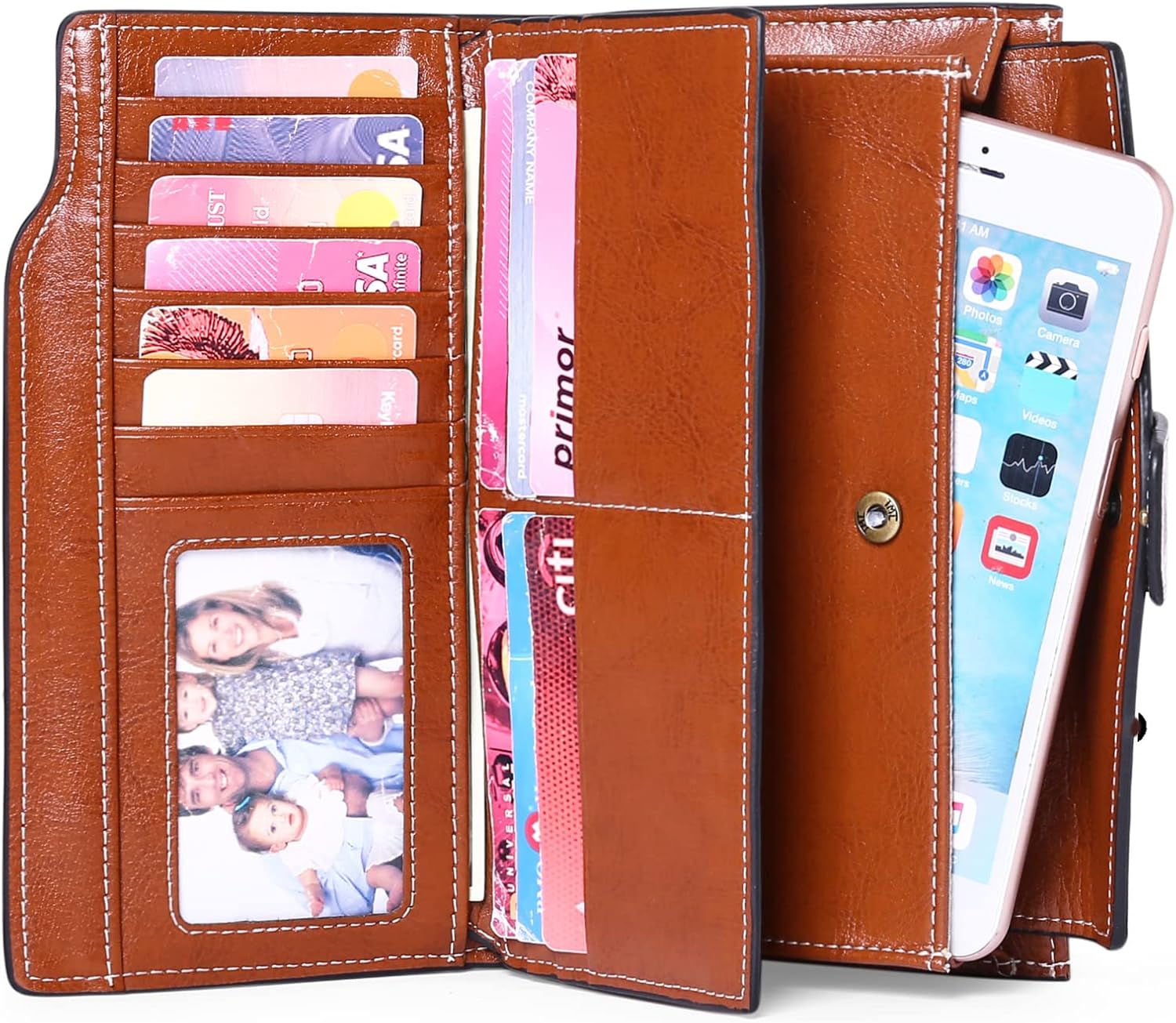 SENDEFN Women Leather Wallets RFID Blocking Clutch Card Holder Ladies Purse with Zipper Pocket - Image 3