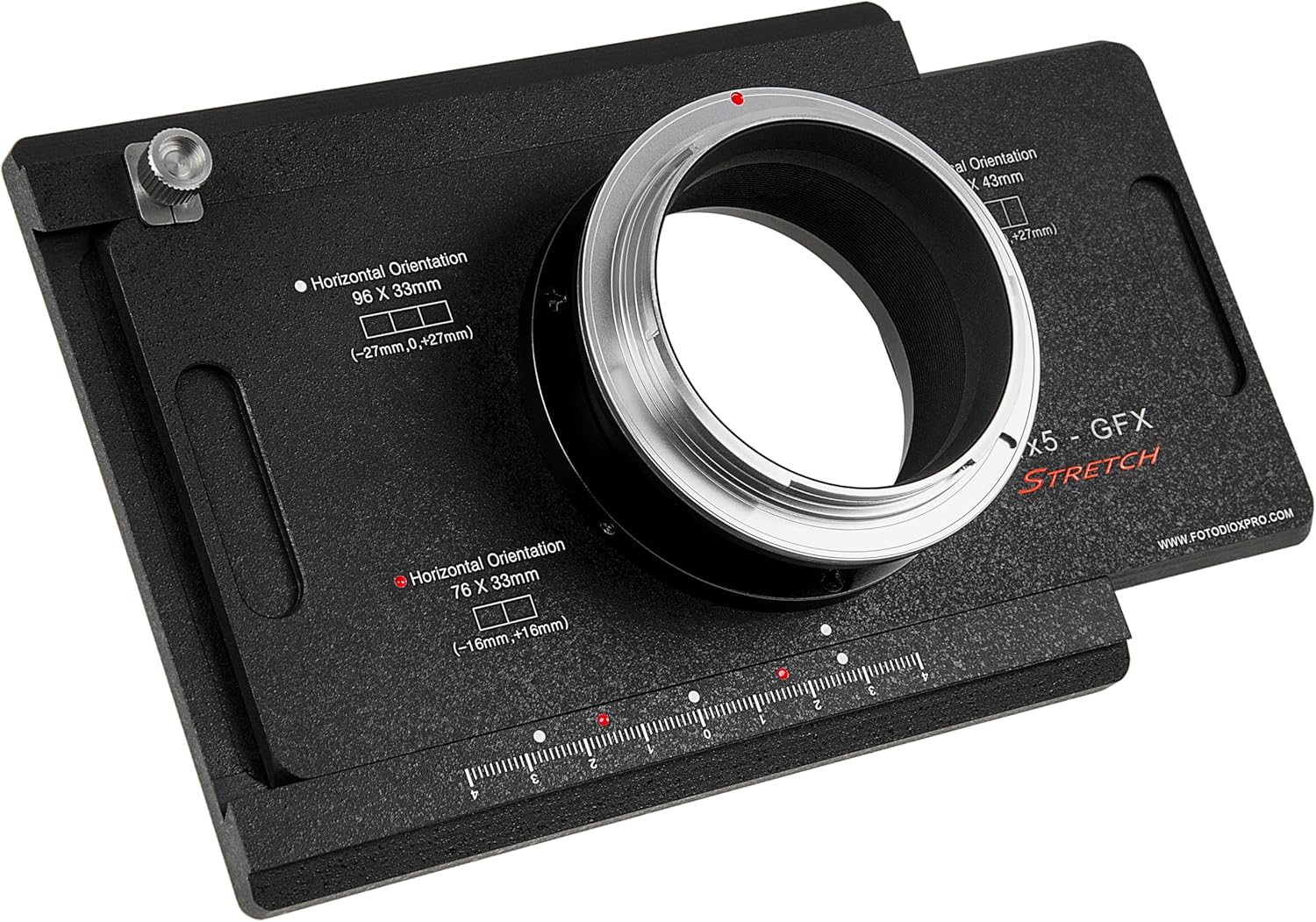 Fotodiox Pro Lens Mount Adapter G-Mount GFX Mirrorless Camera to Large Format 4x5 View Cameras with a Graflok Rear Standard - Shift/Stitch Adapter