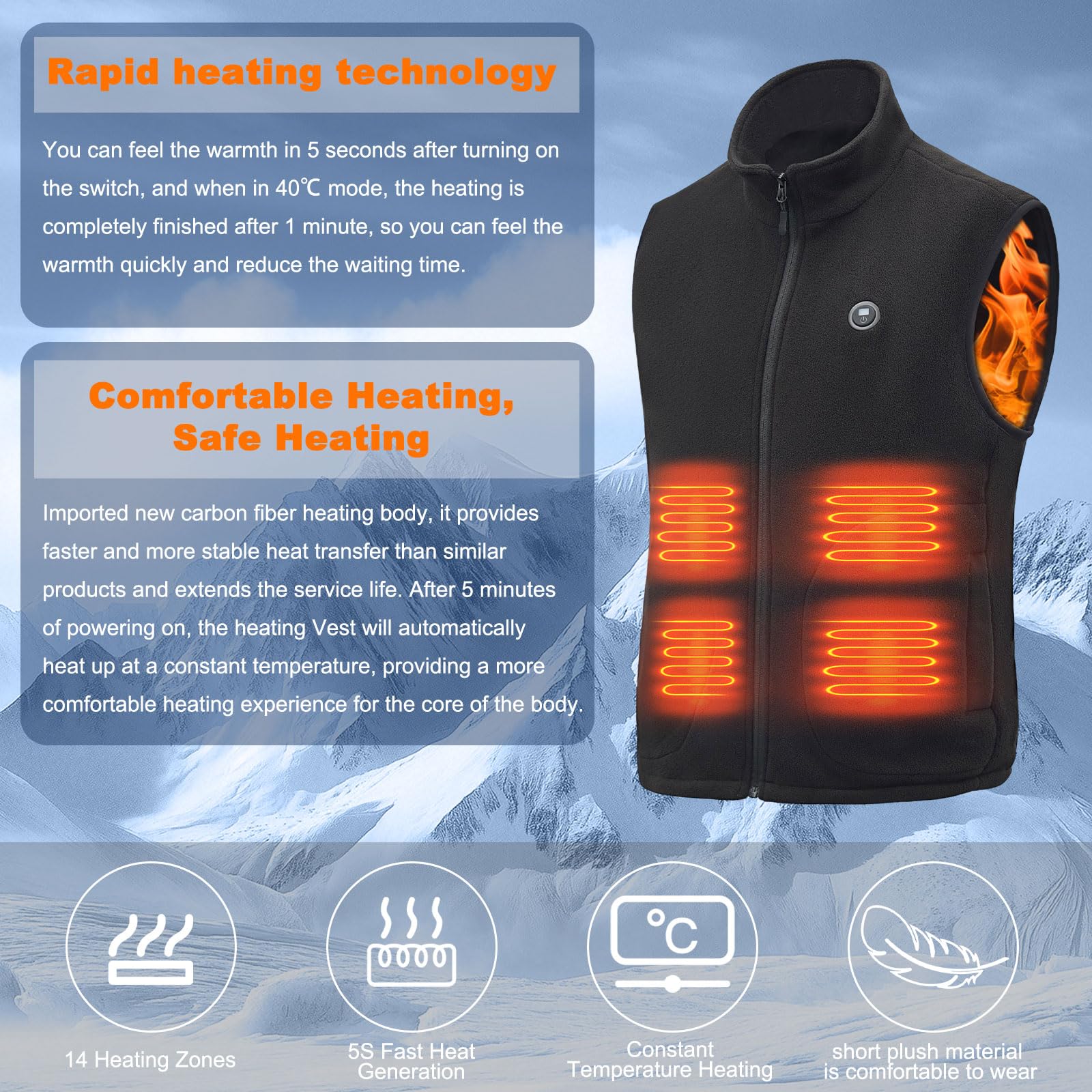 NEEMOSI Gilet Riscaldato Uomo con 27000mAh Batteria,14 Zone di Giacca Riscaldata Donna 3 Temperatura Regolabile Giacca Riscaldata, Riscaldata Gilet Bicicletta Uomini per Escursioni All'aperto