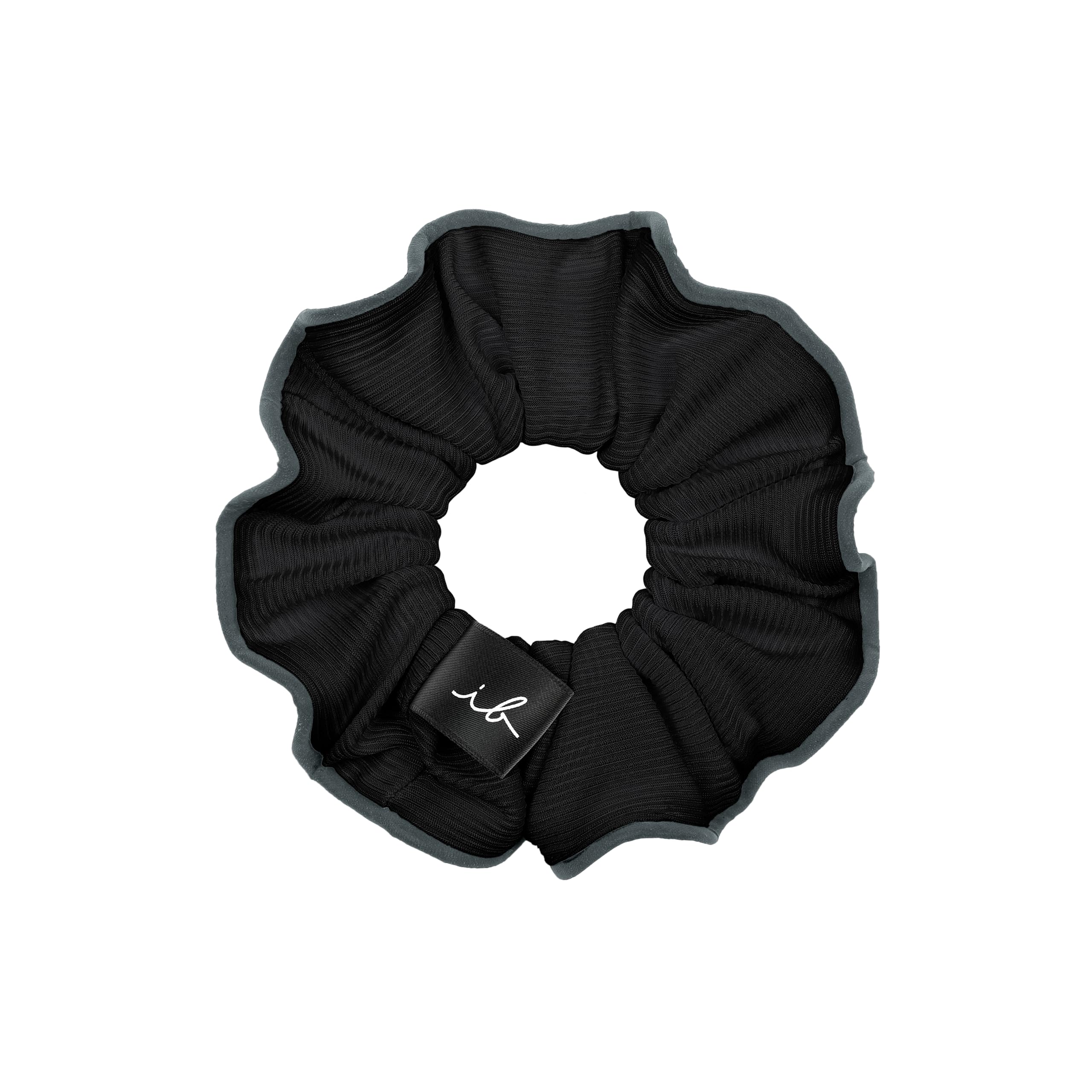 Invisibobble Scrunchies czarne włosy Sprunchie Power x1 - Scrunchie z bardzo mocnej tkaniny z gumowym włosiem spiralnym wewnątrz i odblaskowym paskiem - kręcone włosy