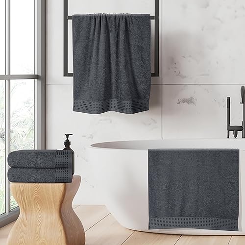 Vista 312 de GLAMBURG Juego de 6 toallas de 100% algodón ultra suave, contiene 2 toallas de baño de 28 x 55 pulgadas, 2 toallas de mano de 16 x 24 pulgadas y 2