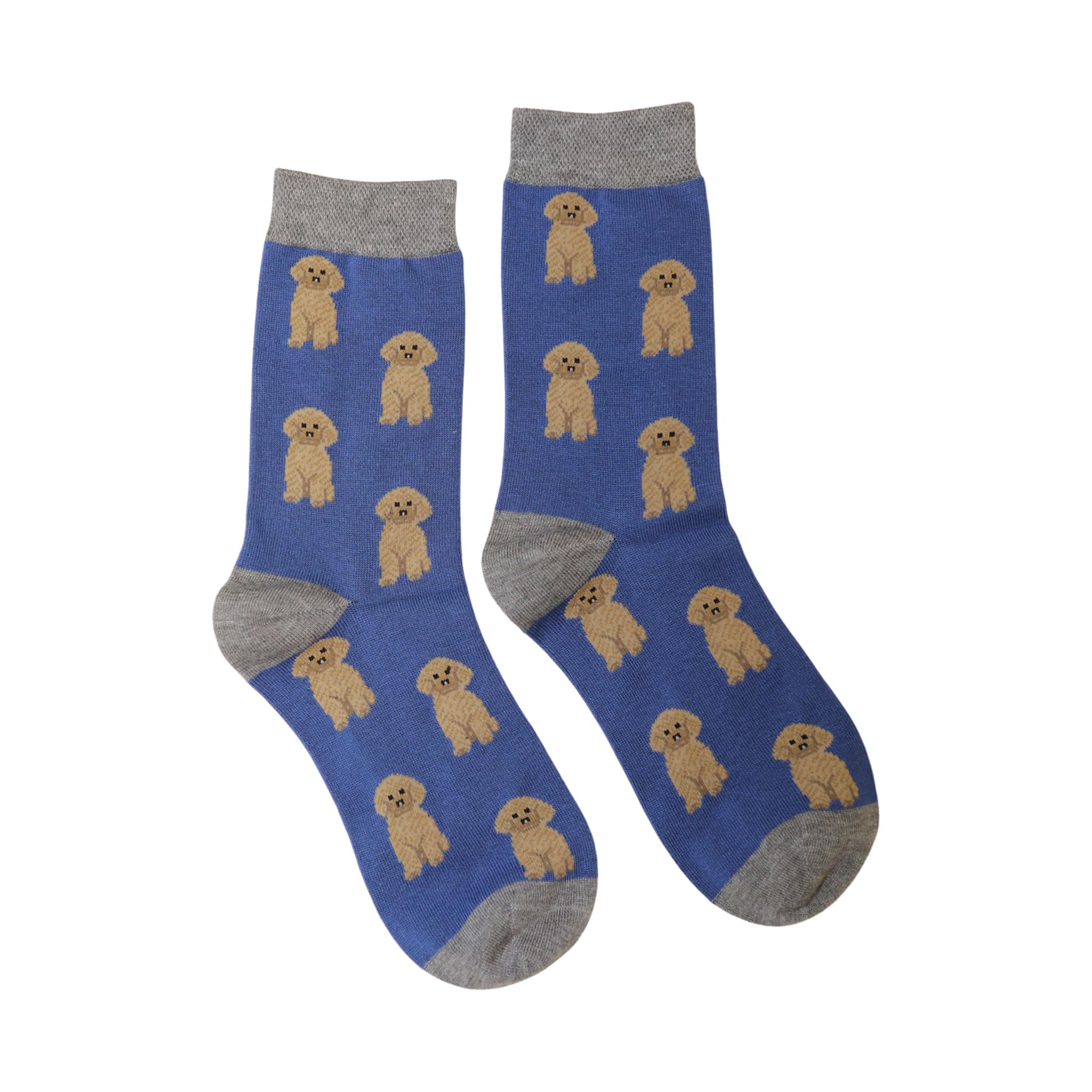 Jess & Lou Women's Bamboo Socks - Petrol Blue Cute Cockapoo