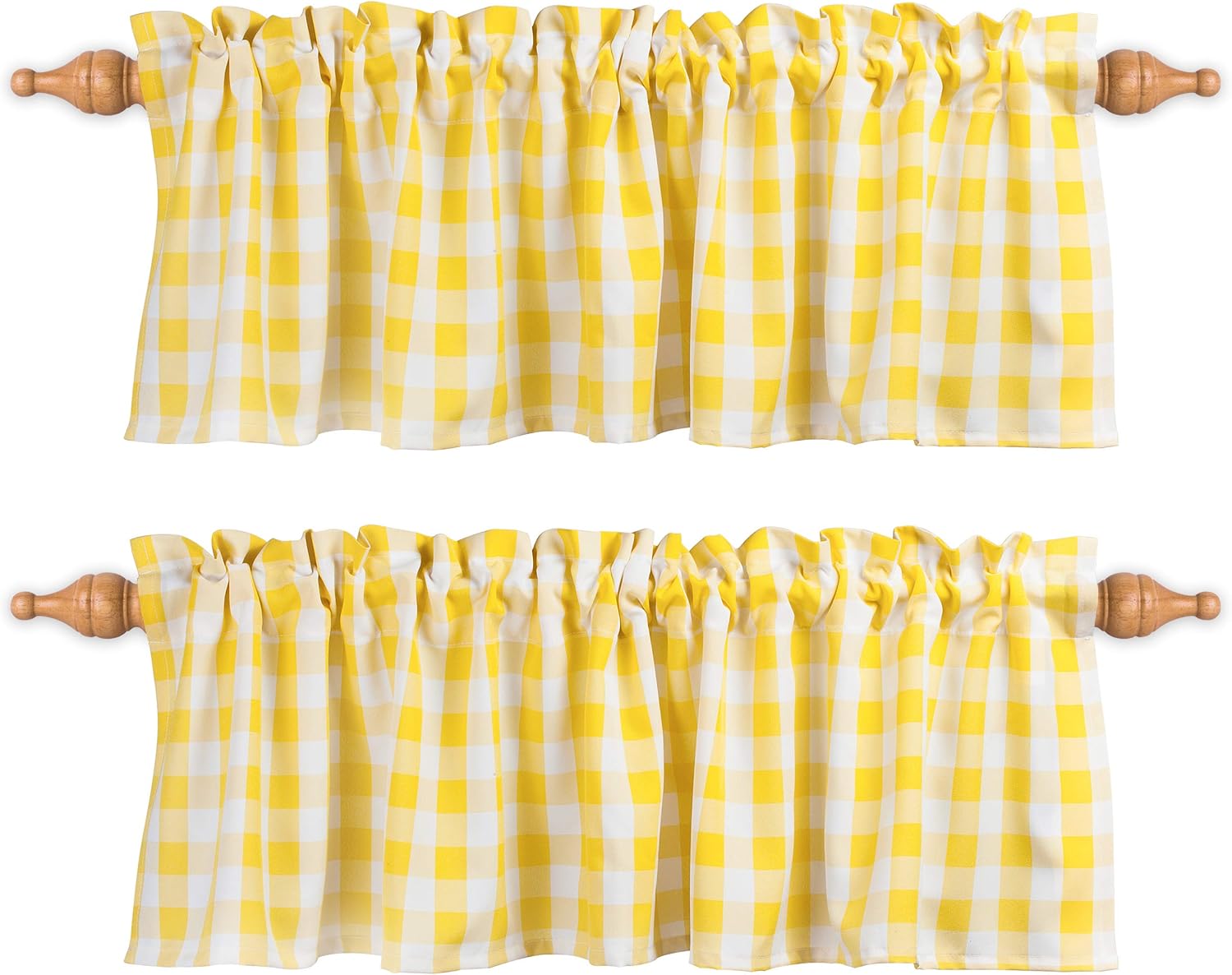 Aiking Home Window Valances 2Panels Picnic Checkered Pattern Kitchen Valances