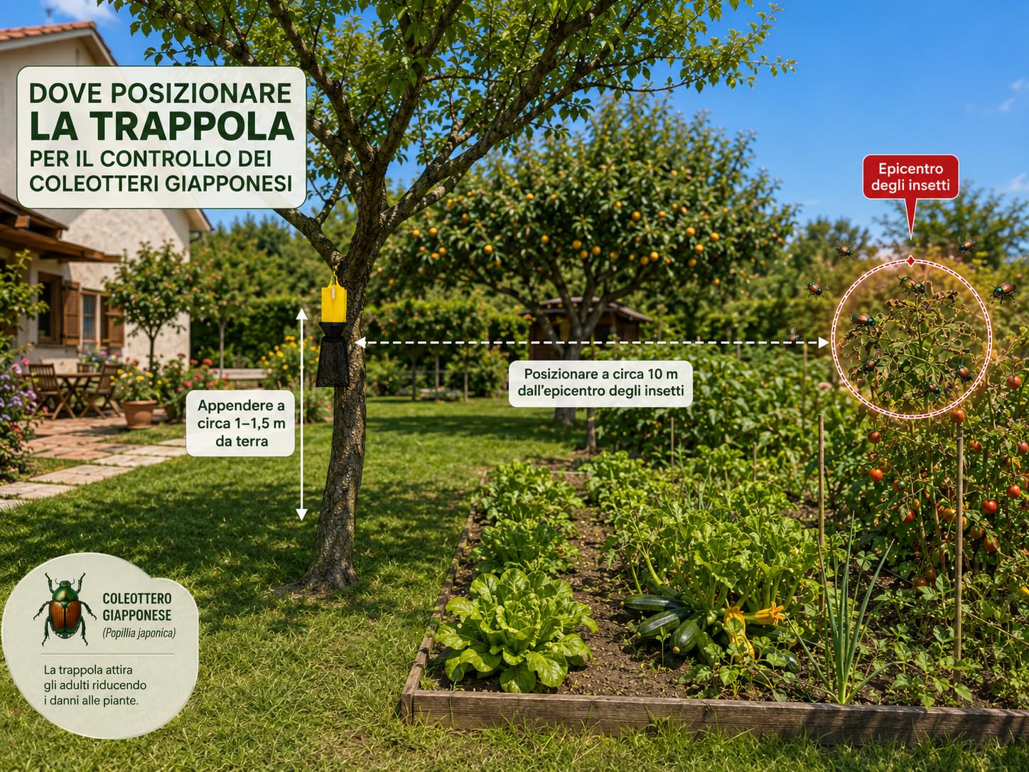 Pułapka na Popillia Japonica z feromonem, zestaw do chrząszcza japońskiego i chrząszcza z lejkiem, 2 nylonowe torby wielokrotnego użytku, atrakcyjne na 6-8 tygodni