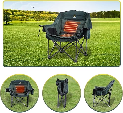 Miniatura 4 de Nice C Sillas de campamento con calefacción con batería, silla deportiva con calefacción para exteriores, silla de campamento acolchada XL de gran