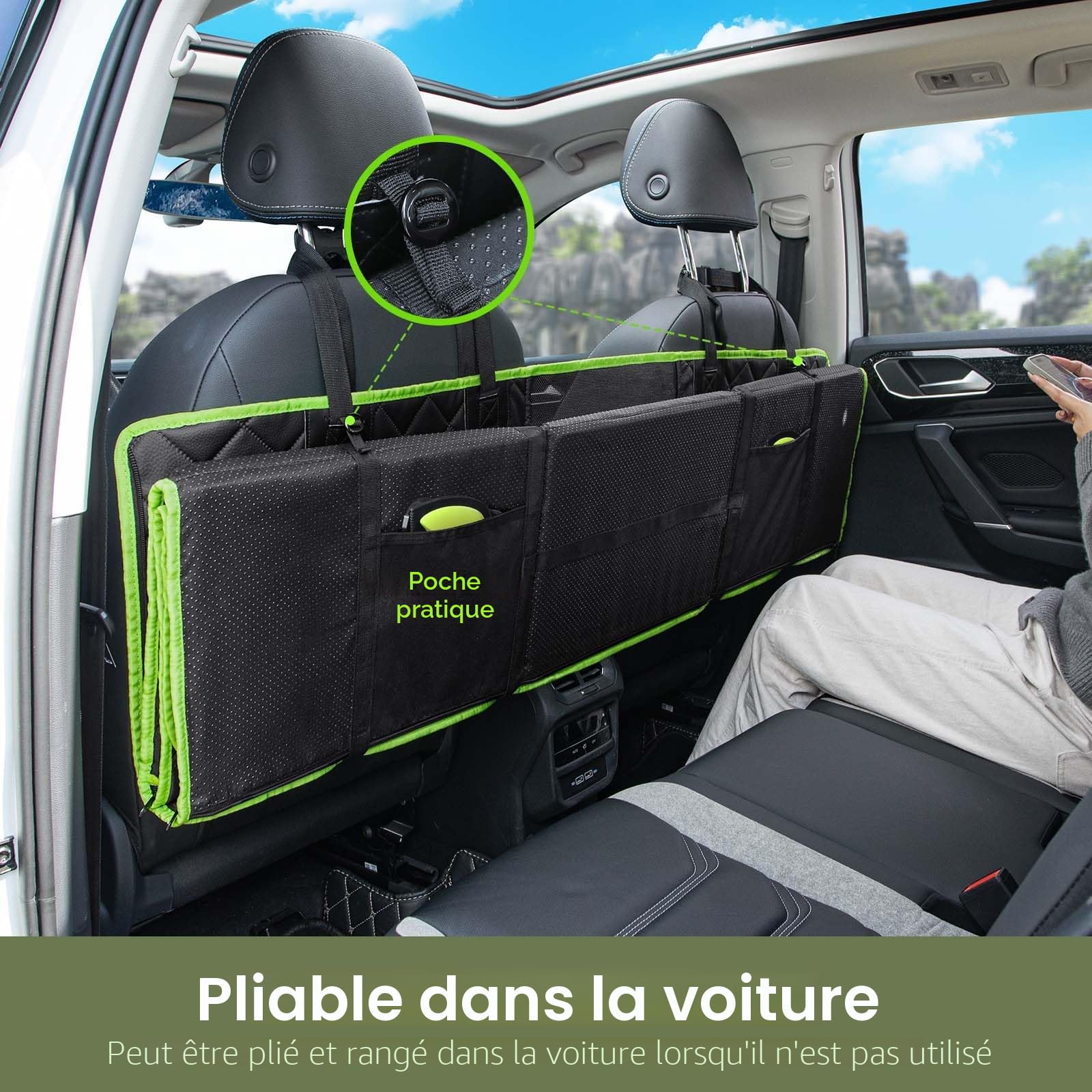 Pecute Housse Voiture Chien avec Rallonge de Siège 133 * 62 cm, Protection Siege Voiture en Tissu Facile à Nettoyer, Rangement Facile, Barrière,Imperméable Anti-Rayures, pour Moins de 150 kg