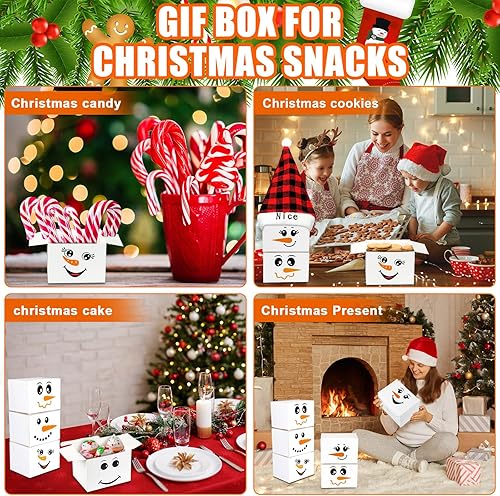 Miniatura 5 de Caja de regalo de muñeco de nieve de 36 piezas, cajas apilables de Navidad, cajas de regalo para dulces, galletas, regalos, premios escolares,