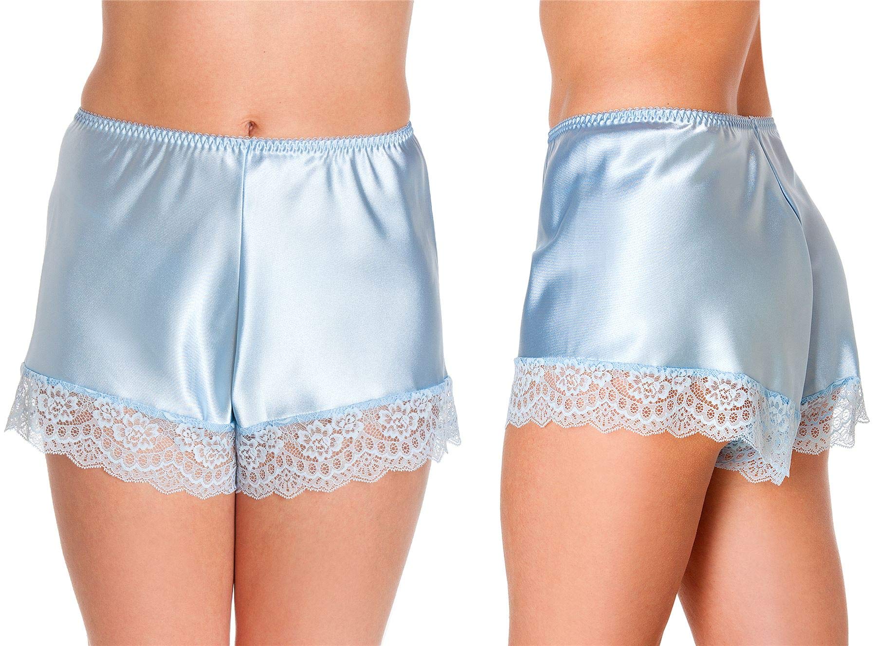 Undercover Women's French Knickers - Pale Blue F58 Luxury Satin French Knickers Pale Blue Xos