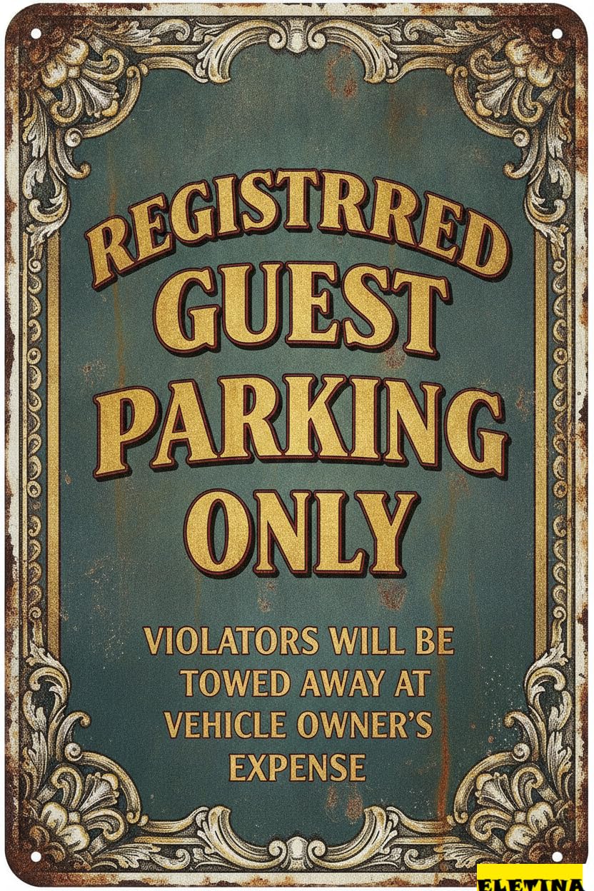 Personalized Sign for Man Cave Registered Guest Parking Only Violators Will Be Towed Away At Vehicle Owner's Metal 8x12ines Private Property Decorative