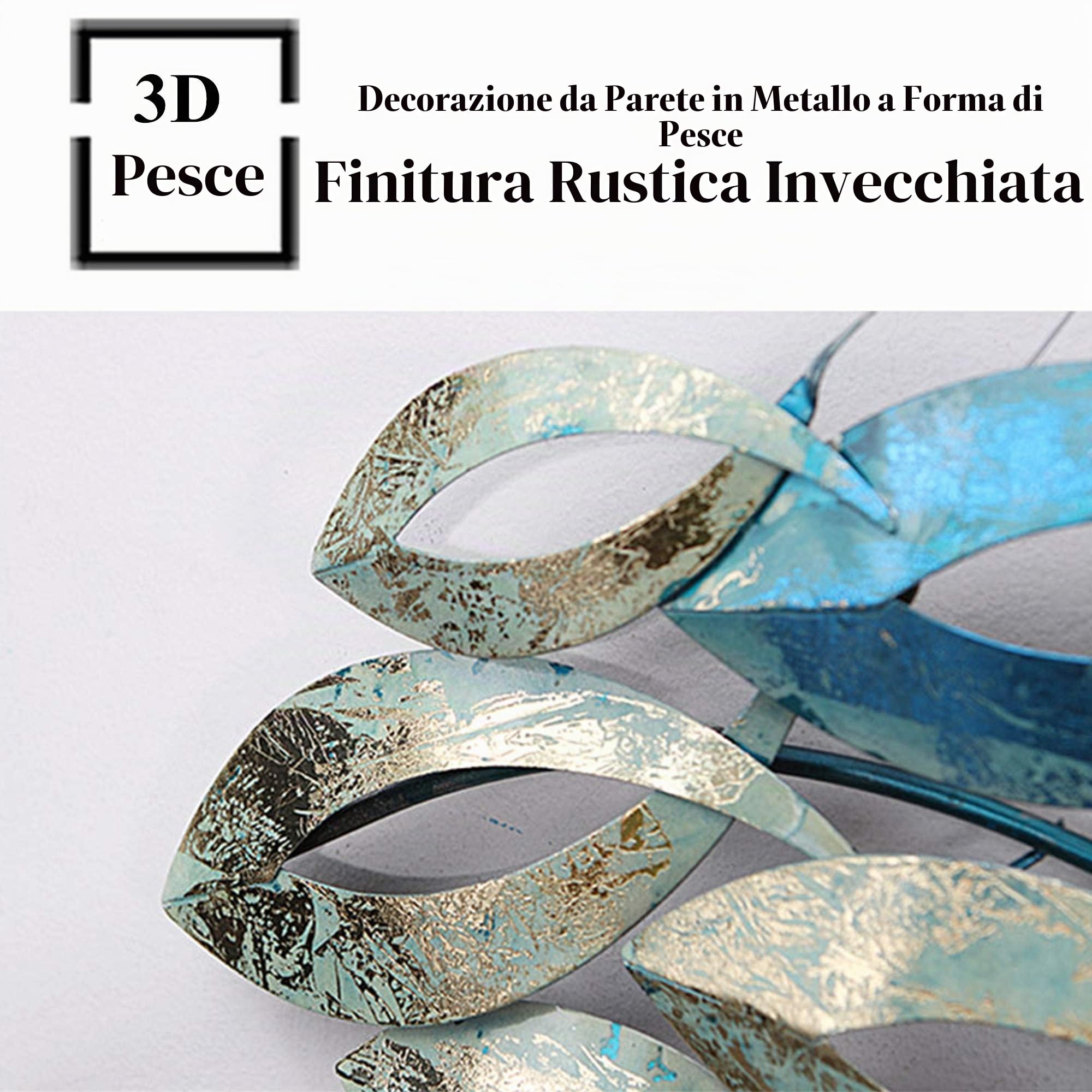 FMXYMC Decorazioni per la casa da Appendere a Parete in Metallo 3D, Decorazioni da Parete con Pesci oceanici, Scultura da Parete Artistica Fatta a Mano, 47 Pollici x 11,8 Pollici
