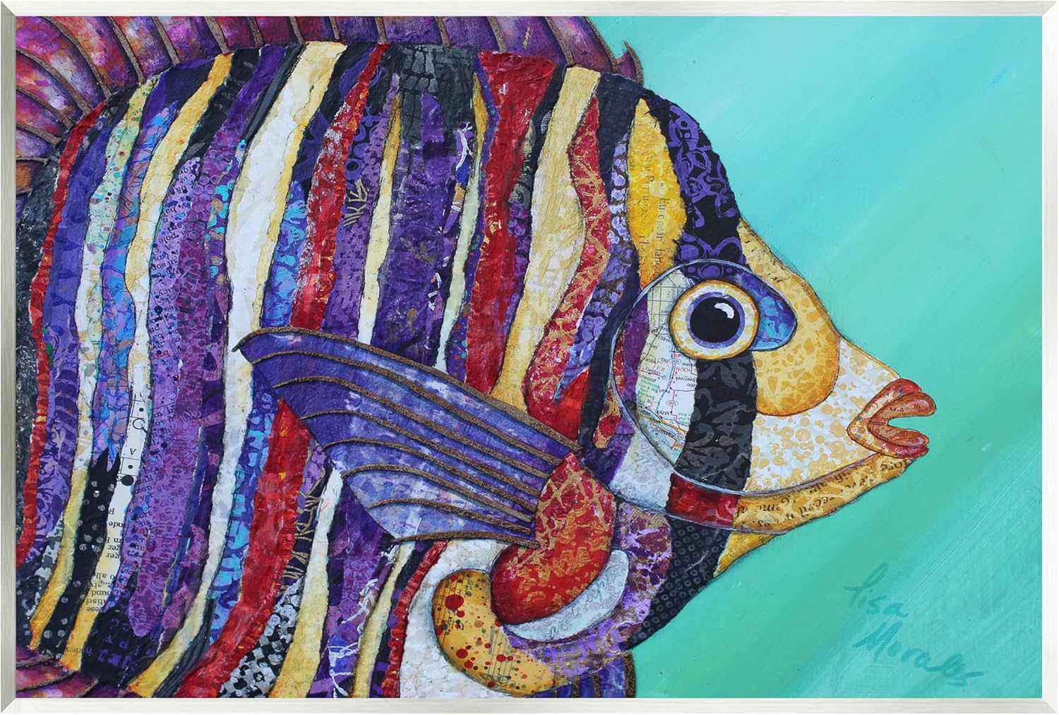 Stupell Industries Broad Fin Varied Layered Stripes Aquatic Fish Design Wood Wall Art, Design By Lisa Morales