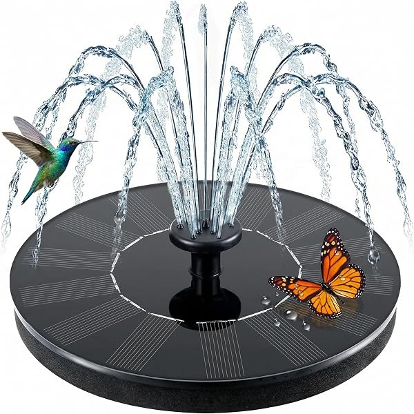 Solar Springbrunnen, 2026 Upgrade Solar Teichpumpe Wasserpumpe - Arbeiten an Trüben Tagen, Solar Schwimmender Fontäne Pumpe mit 6 Düsen für Garten,Vogel-Bad,Fisch(16cm) - 1