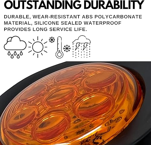 Vista 15 de 8 PC 2" Round LED Light Side Marker Clearance [7 LEDs] [Rubber Grommet] [IP 67] for Trailers - 4 Red and 4 Amber