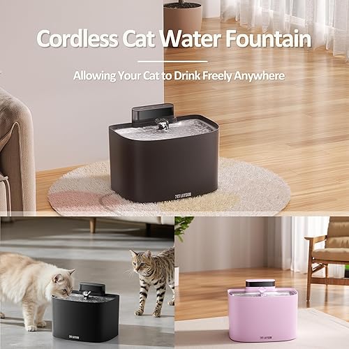 Miniatura 8 de PET LAYSON - Fuente de agua para gatos sin bombas, fuentes inalámbricas inteligentes que funcionan con pilas, 3.6L122 onzas con tecnología Maglev,