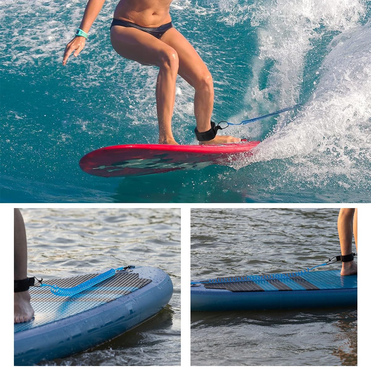 Leash Tabla de Surf, Correa Tobillo TPU para SUP, Cuerda Resorte Espiral Accesorio