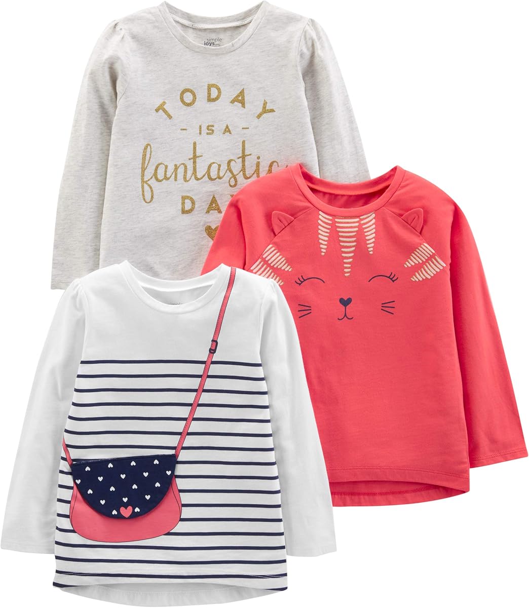 Baby Girls' 3-Pack Graphic Long-Sleeve Tees