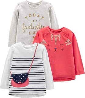 Simple Joys Carter's Baby Girls' 3-Pack Graphic Long-Sleeve Tees