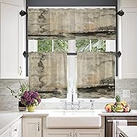 Vista 531 de Cenefas de cocina modernas con patrón de cobre marrón dorado para ventanas, cenefas opacas abstractas de marcas de arañazos y cortinas opacas