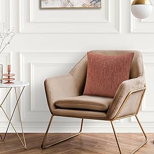 decorUhome Fall Chenille Decorative Throw Pillow Covers 22x22 Set of 2, Farmhouse Textured Square Neutral Solid Accent Pillow Covers for Couch Sofa Bed Living Room Home Decor, Rust