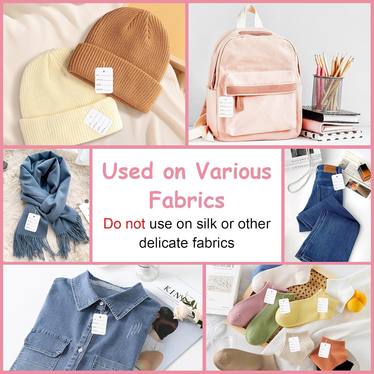 BEVTEE Price Tagging Guns for Clothes (Not Stitch Gun), Retail Price Tag Attacher Guns for Clothing, Includes 5 Needles, 1120 Barbs Fasteners-0.98'' and 1.96'', 50Pcs Price Tags, 1 Hard EVA Bag(Pink) - Image 7